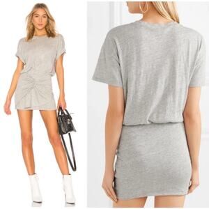 $250 Iro Brelbloa‎ Jersey Knit Knotted Front Mini Dress In Light Grey